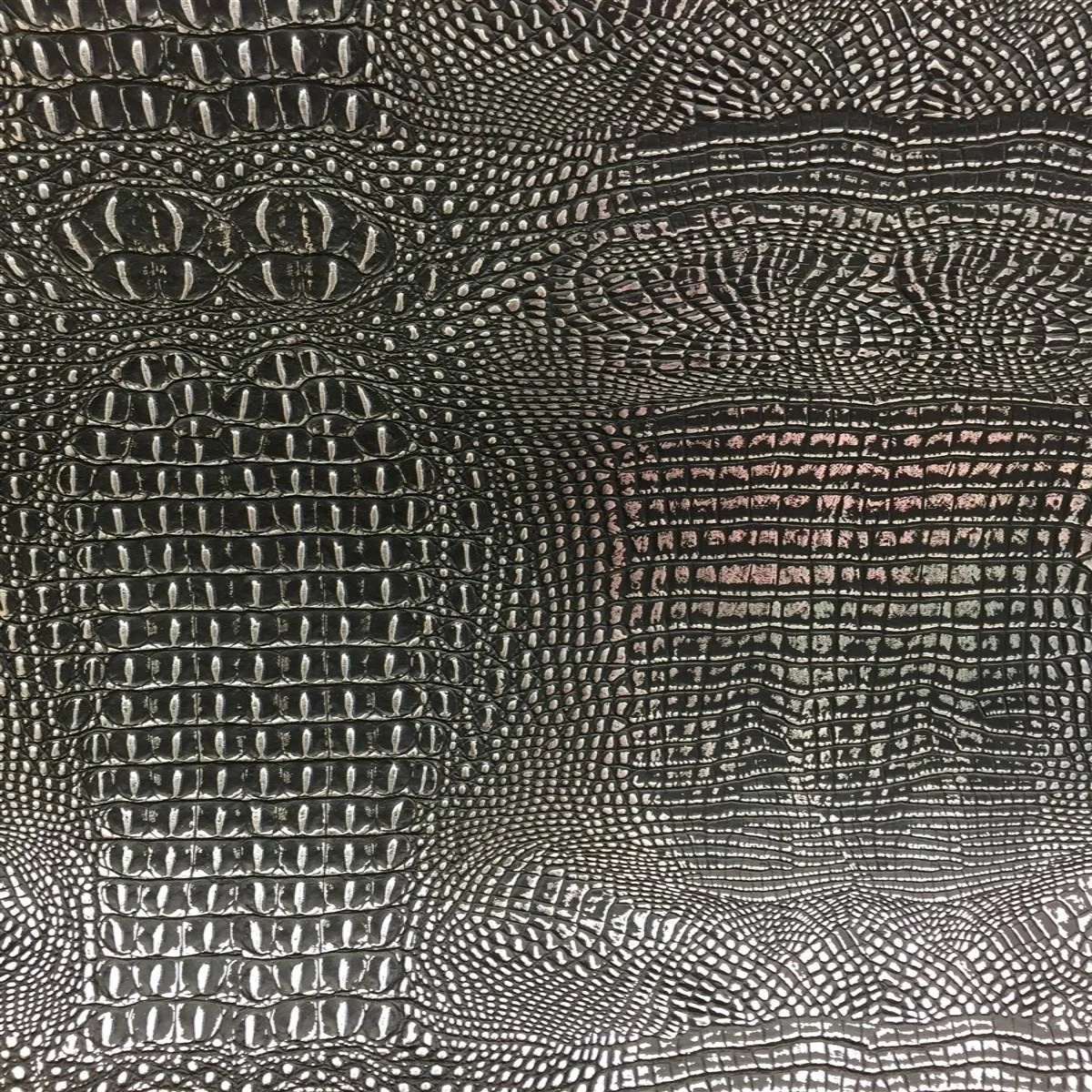 Metallic Faux Gator - Black Silver