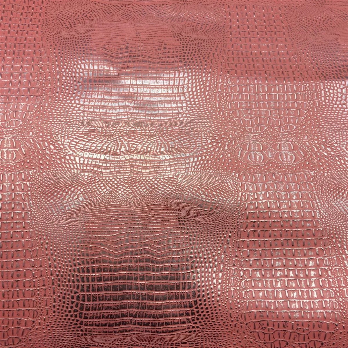 Metallic Faux Gator - Pink Silver